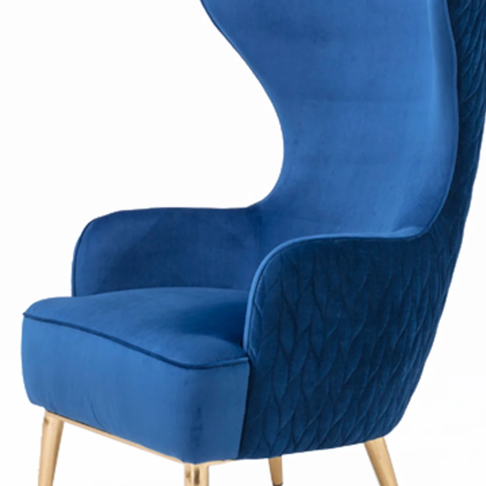 Wholesale Modern Luxury Stainless Steel Legs Upholstered Wing Back Chair Velvet Armchair High Back Chairs For Living Room