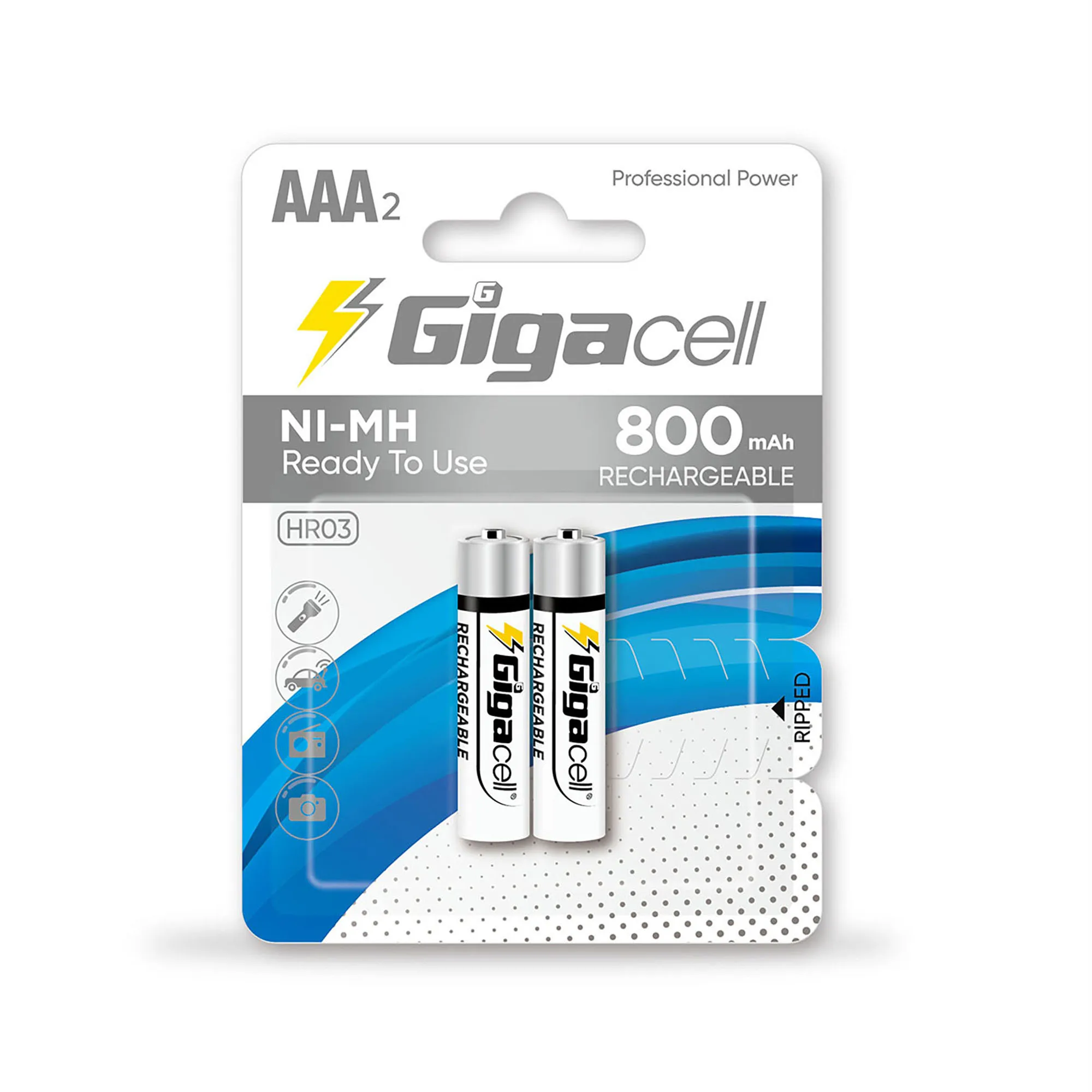 Gigacell Ni-MH 1.2v HR03 800mAh  rechargeable battery for toys