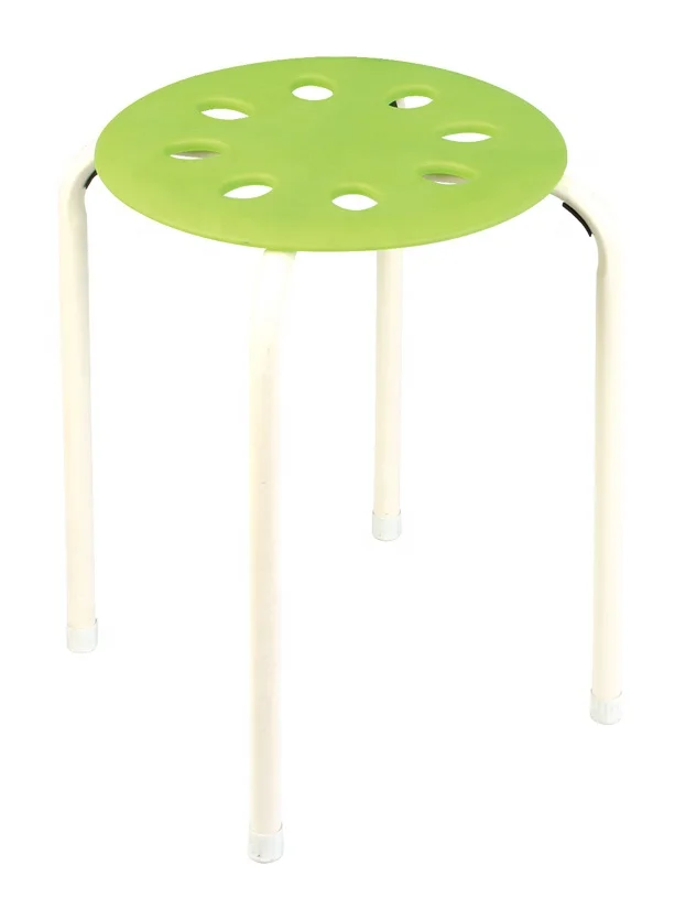 JUSTHOME Cheap price modern design portable stacking plastic stool with metal legs