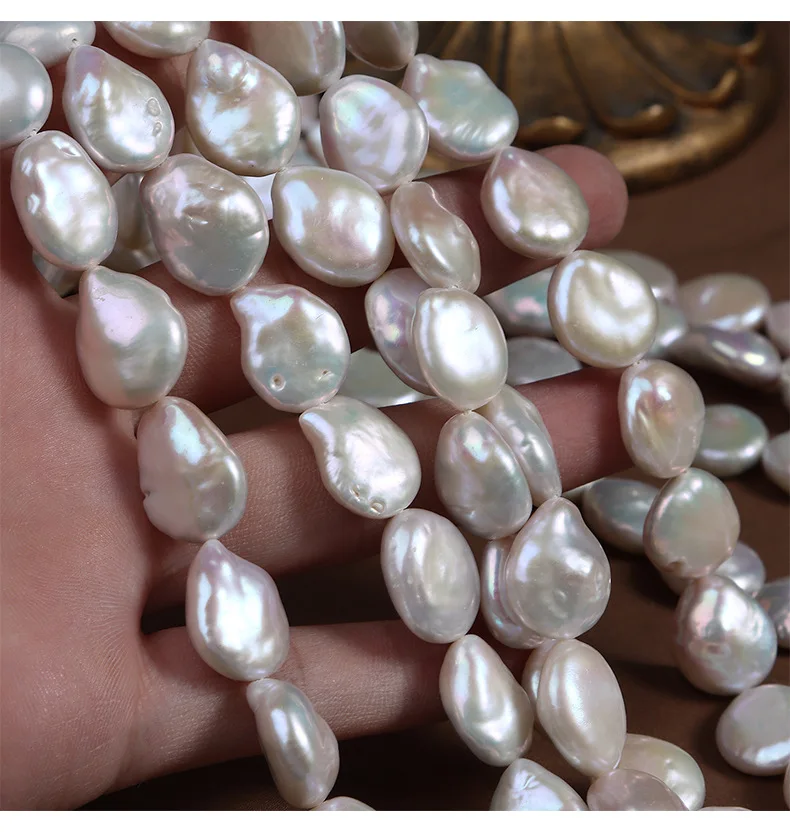 13-14mm Teardrop-shaped Button Loose Pearls with Tail Natural Freshwater Pearl Baroque Shaped Beads