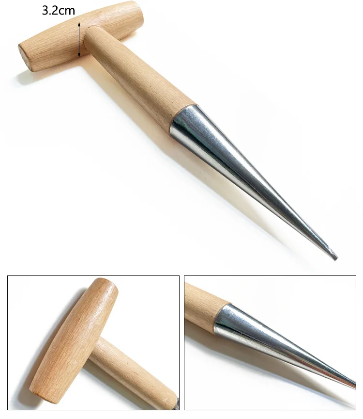 Stainless Steel Durable Portable Dibber With Wooden Handle And Wooden Garden Seeder Hole Puncher