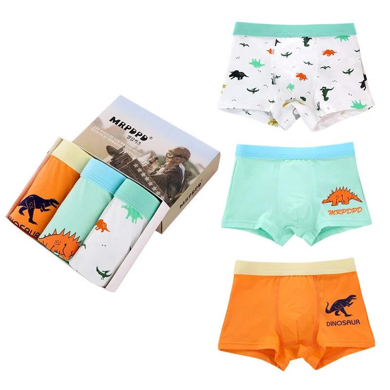 
Wholesale Dinosaur Print Boy Boxer 3pcs pack Children Boy Underwear 