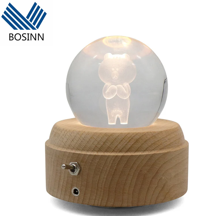 Projector 3D Stereoscopic Image Night Light Crystal Ball Music Box Luminous Crystal Poke Ball Rotate Animation Figures