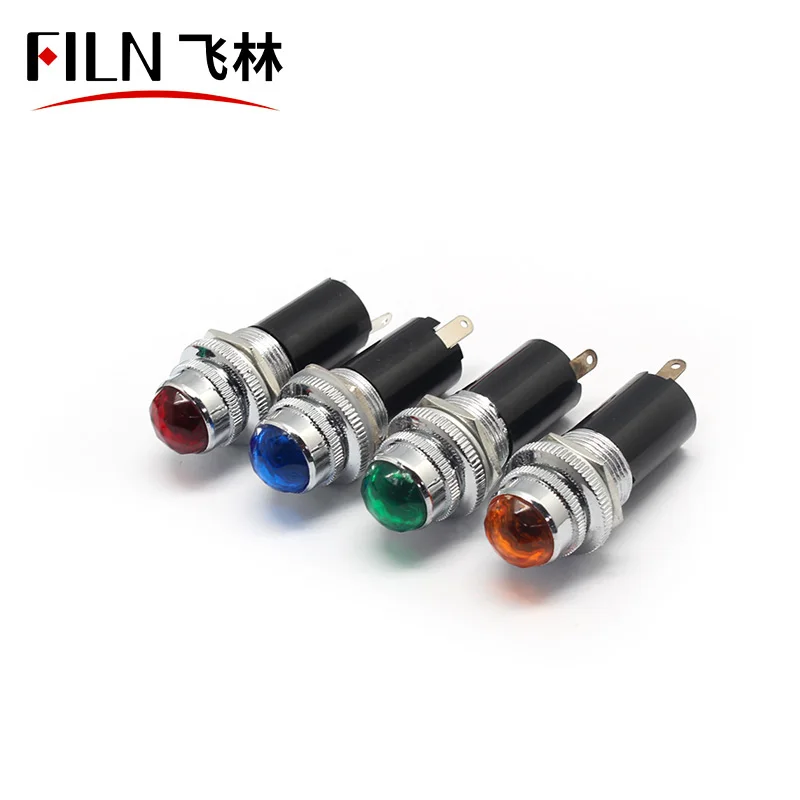 FILN 110V 16MM diamond led metal IP65 waterproof Socket head red green blue yellow led indicator light without wire