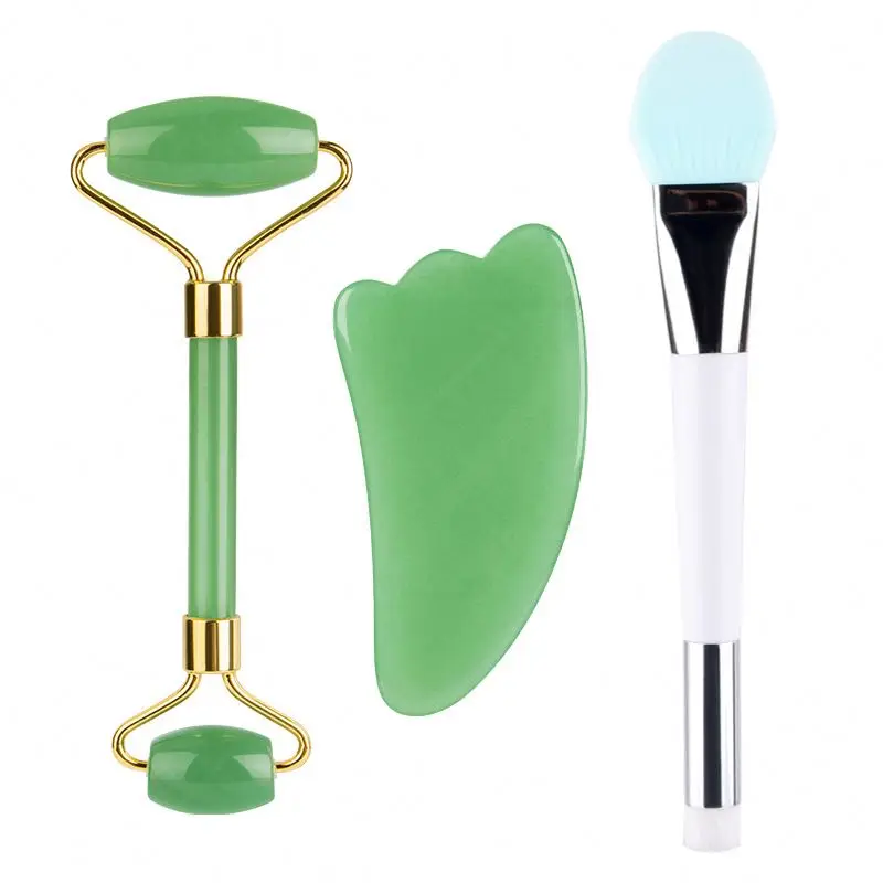 wholesale supplier private label jade roller and gua sha pink face jade roller for women