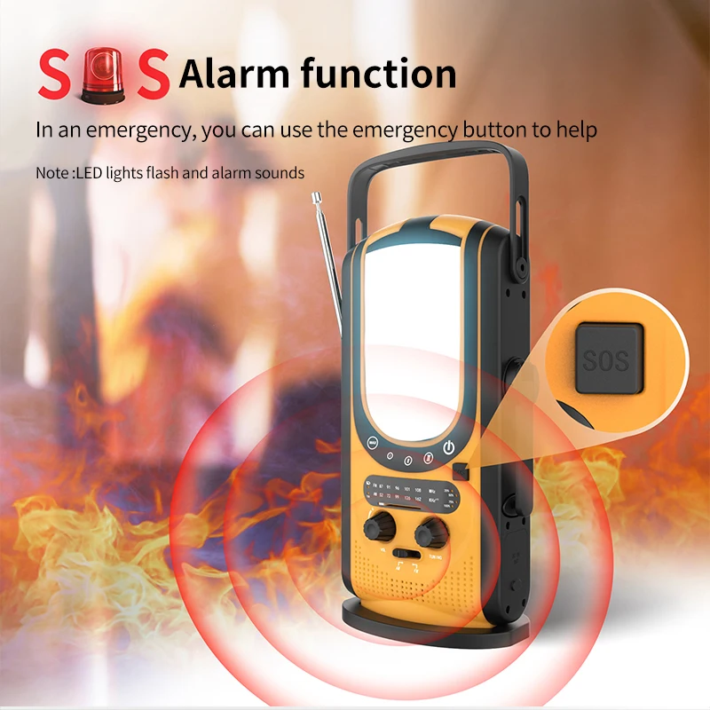 Home Emergency Multi-Function Lighting Radio New Solar Portable Hand-Crank Power Bank Radio Promotional Gift