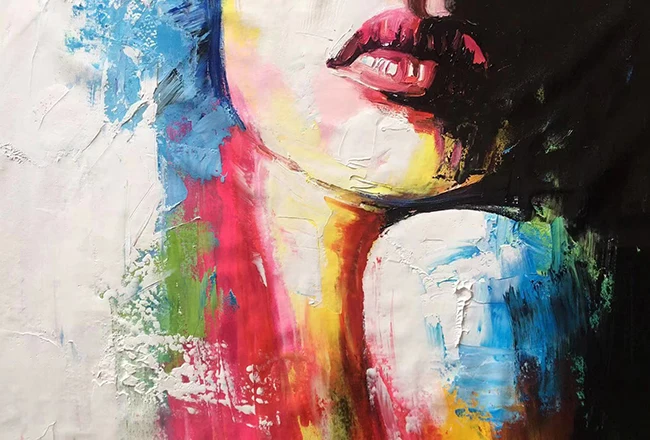 100% Handmade POP art oil painting beautiful abstract women wall art hand-painted oil painting modern colorful canvas painting