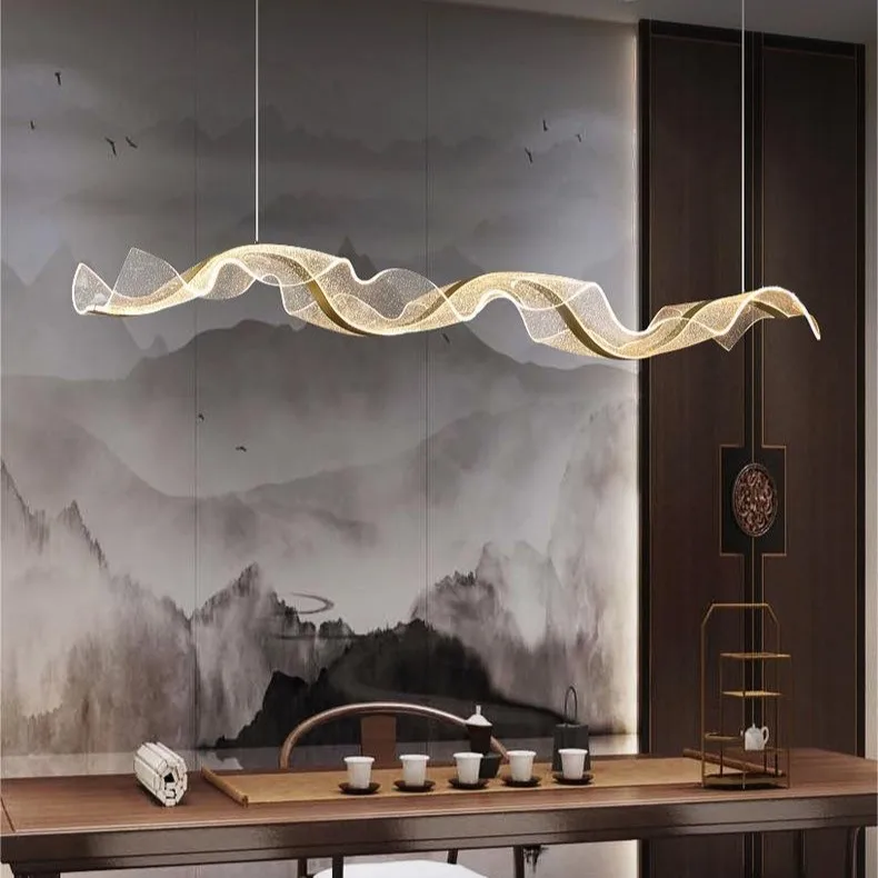 Hotel Cashier Restaurant Pendant Light Gold Stainless Steel Clear Acrylic Kitchen Dining Room Lights Chandeliers