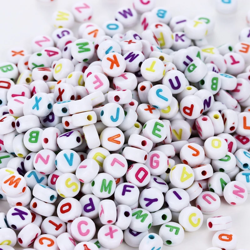 wholesale bagged white transparent heart letter beads DIY handmade alphabet beads set for bracelet jewelry making kit