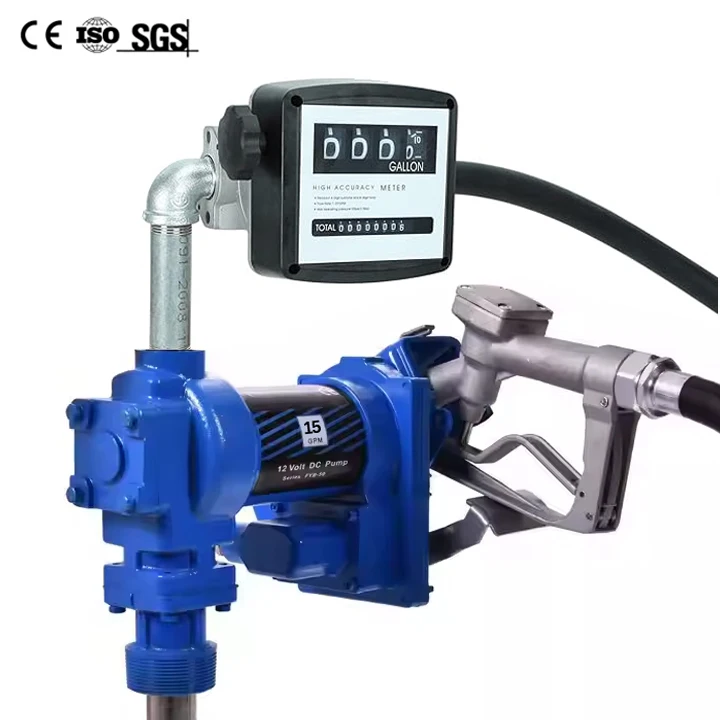 Fuel transfer pump flow meter heavy duty exproof 12v DC 15gpm gasoline fuel transfer pump for a drum