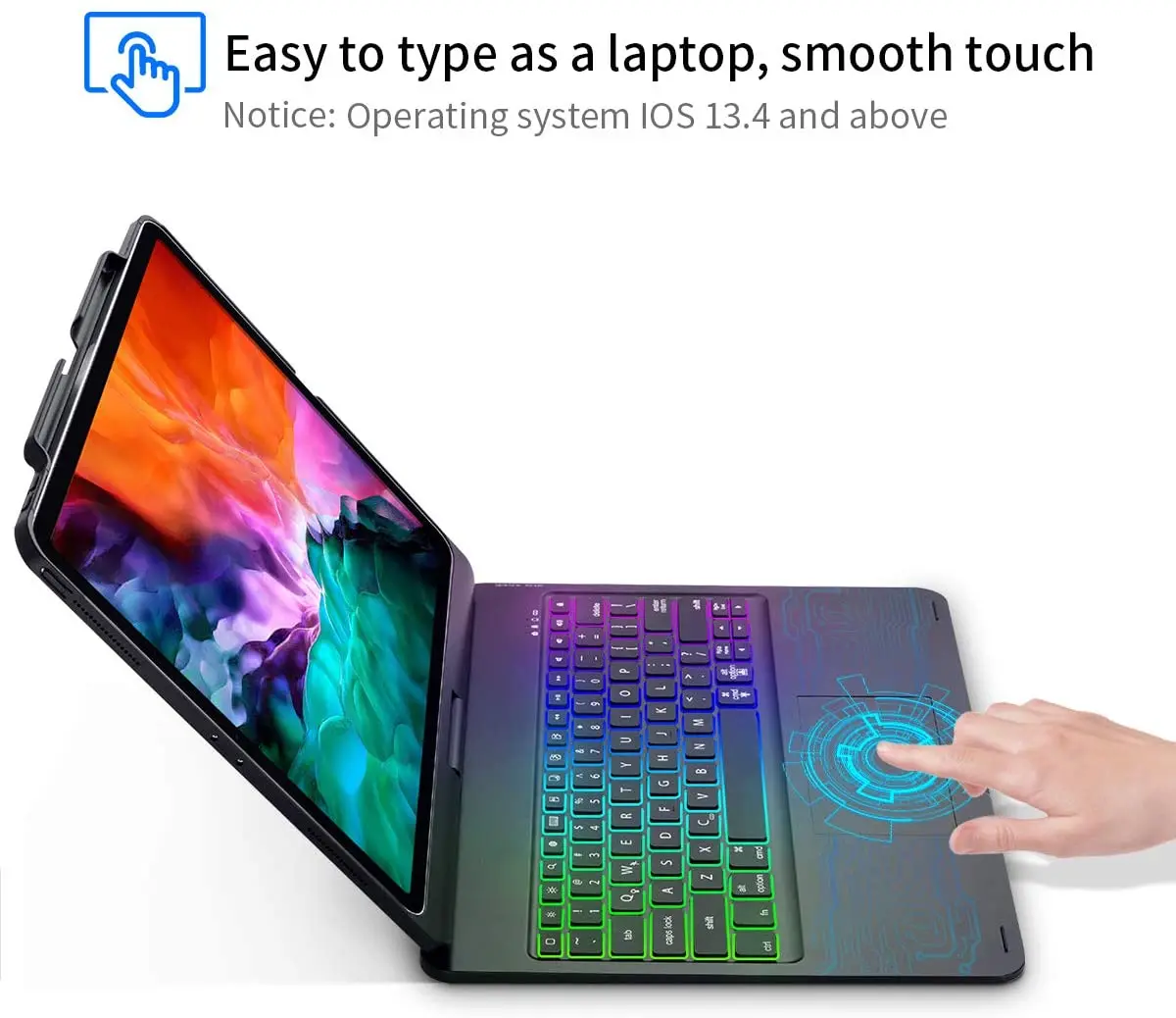 RGB-подсветка 2022 Abs жесткий чехол для ПК с клавиатурой Ipad 12 9 360 Вращающаяся