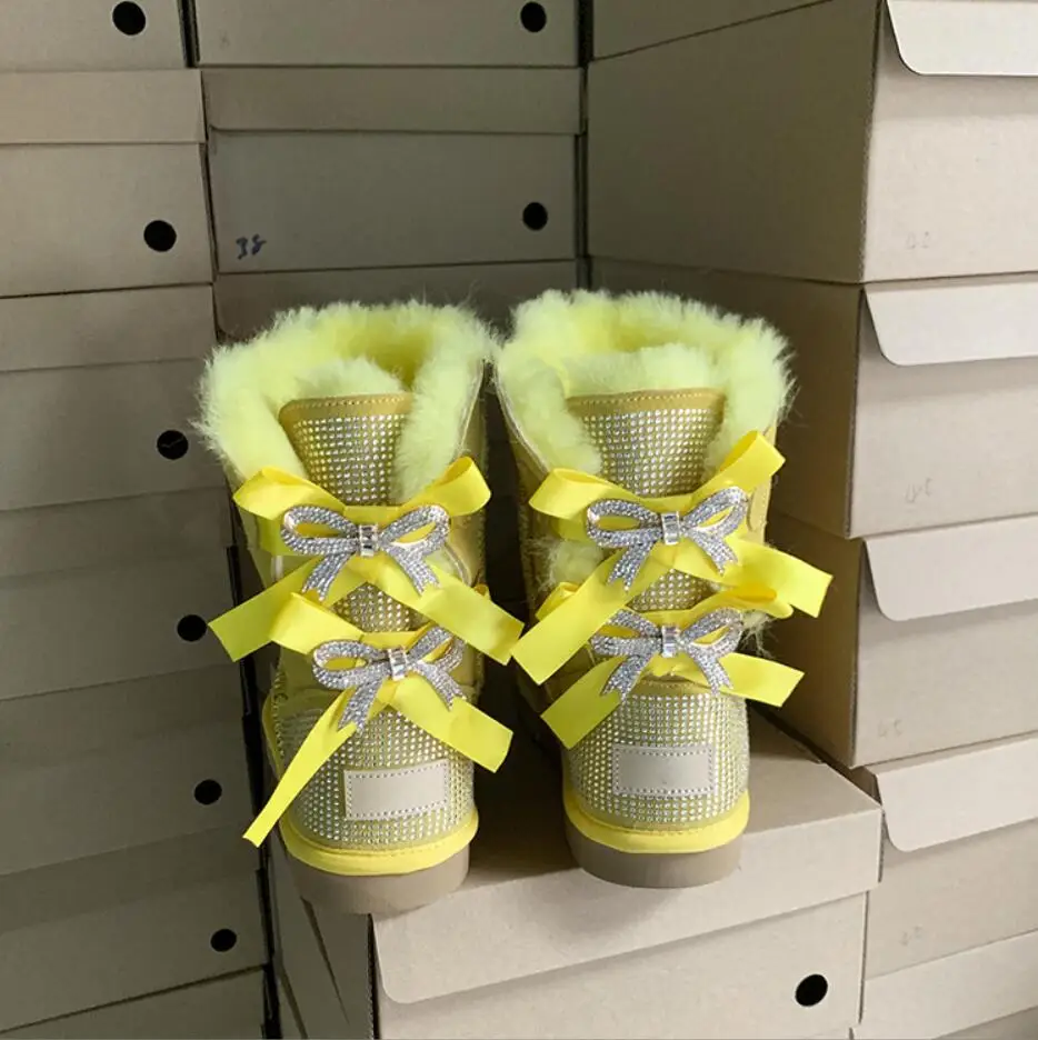 2022 New Water Diamond Sheepskin Fur Integrated Snow Boots