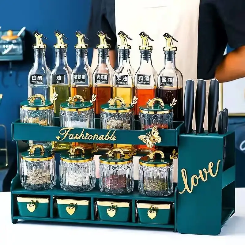 Creative kitchen seasoning box seasoning jar household knife rest combination