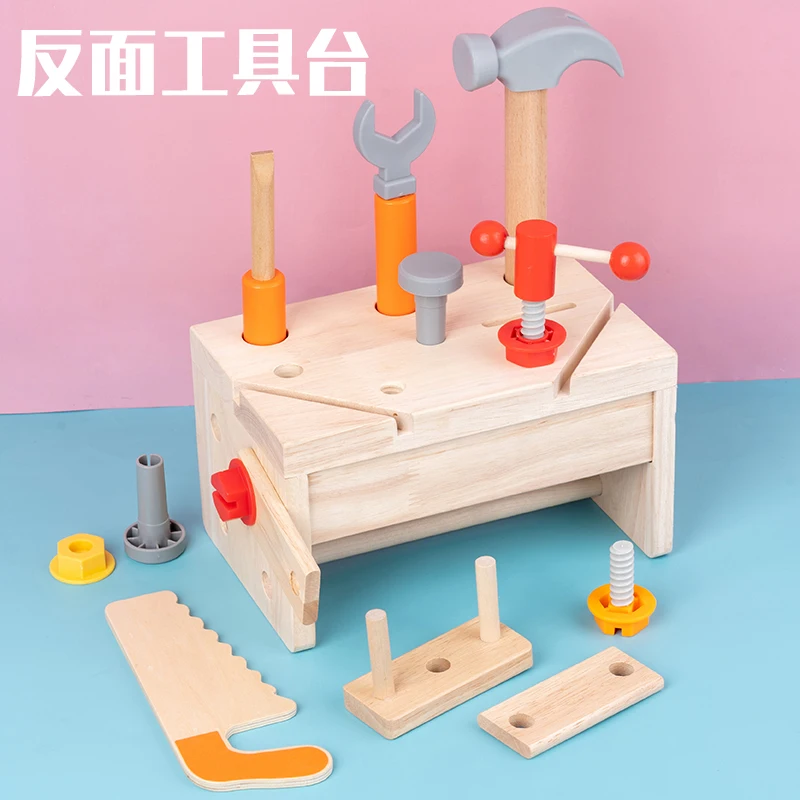 Wooden Toolbox Pretend Play Set Wholesale Kids Wooden Nut Screws Tools Assemble Wooden Toy