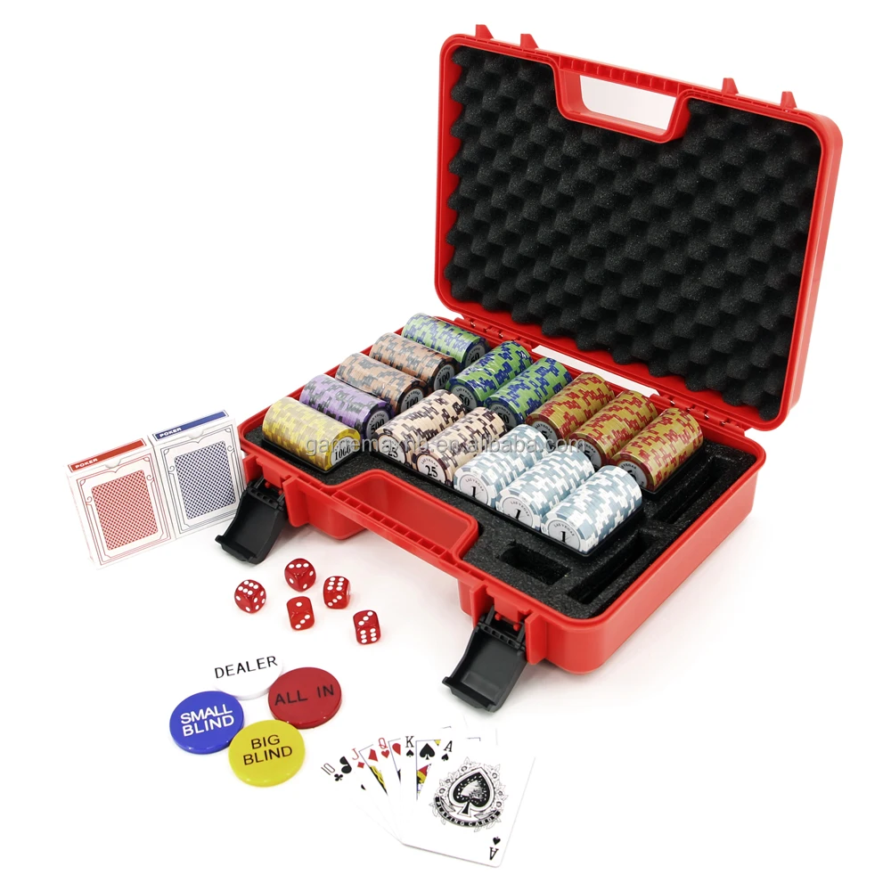 Patent certificate copyright exclusive custom 300pcs poker chips RED case . waterproof and anti-explosion