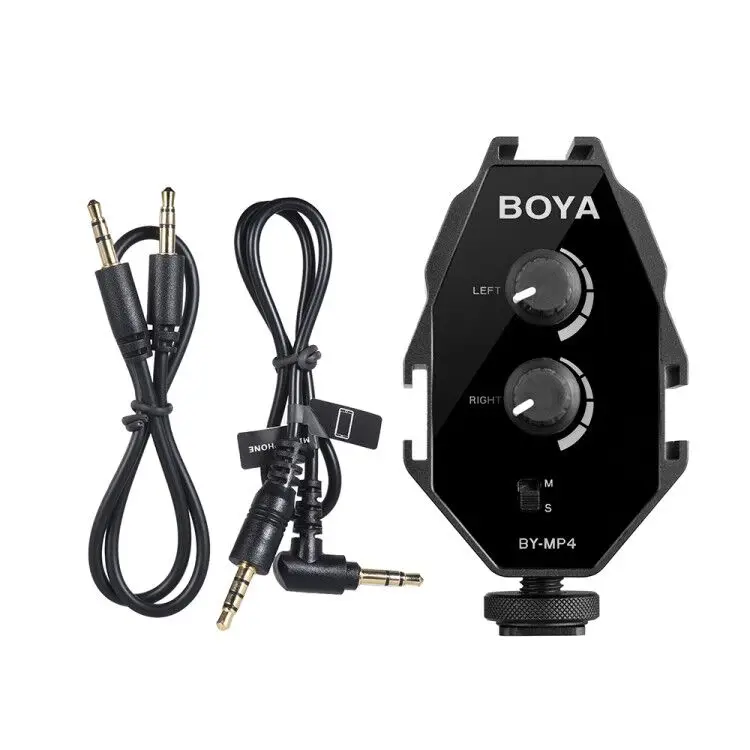 
BOYA BY-MP4 2-channel Mono Stereo Switch Audio Adapter for Canon Nikon Sony DSLR Camera for iPhone Samsung Smartphone 