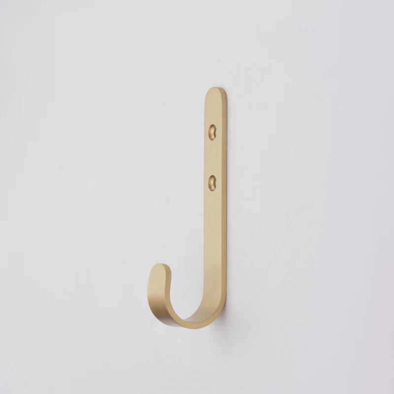Modern Brass J Hook Wall Coat and Robe Hooks Small and Large Size Options for Bedroom and Bathroom Home Decor