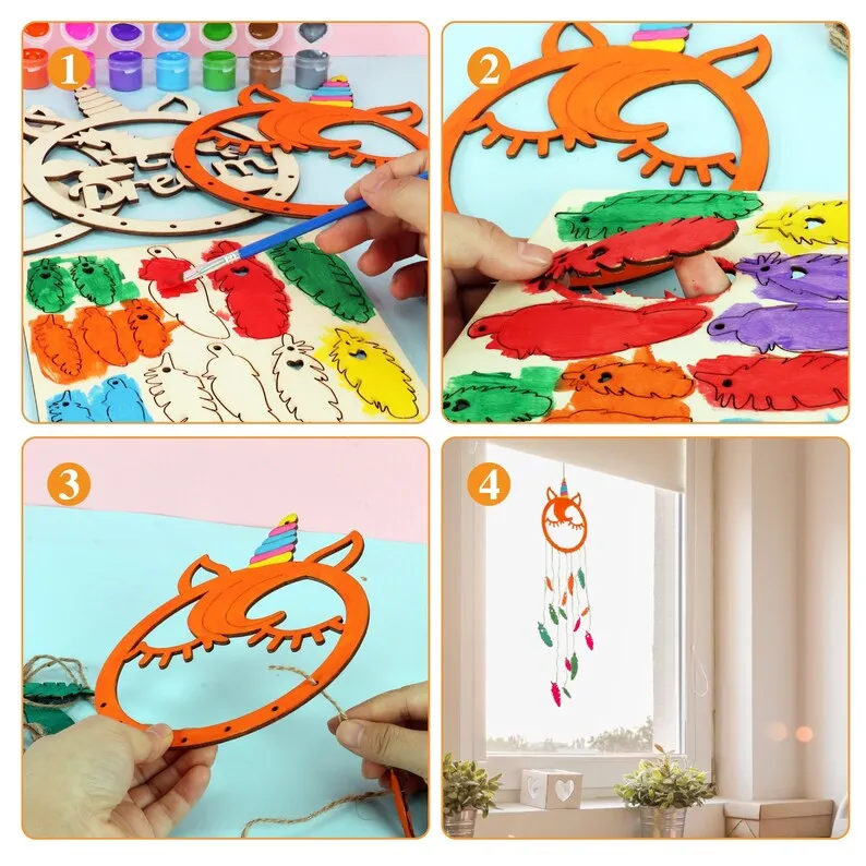 DIY Unicorn Dream Catcher Painting Craft Kit DIY Arts and Crafts Painting Kit for Girls 3 Dream Catchers Paints Accessories