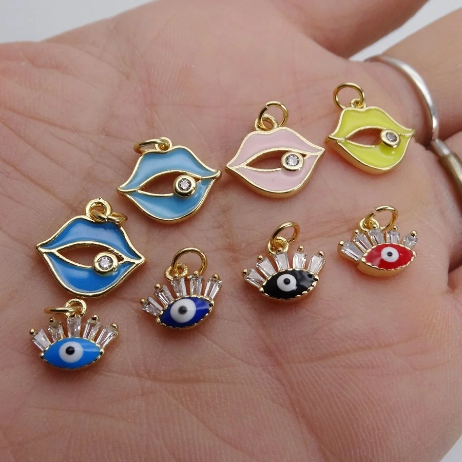 Paso Sico Colorful Cross Design Eyes Sexy Red Lips Design Small Pendant DIY Dangle Charms for Nail Art Hot Selling DIY