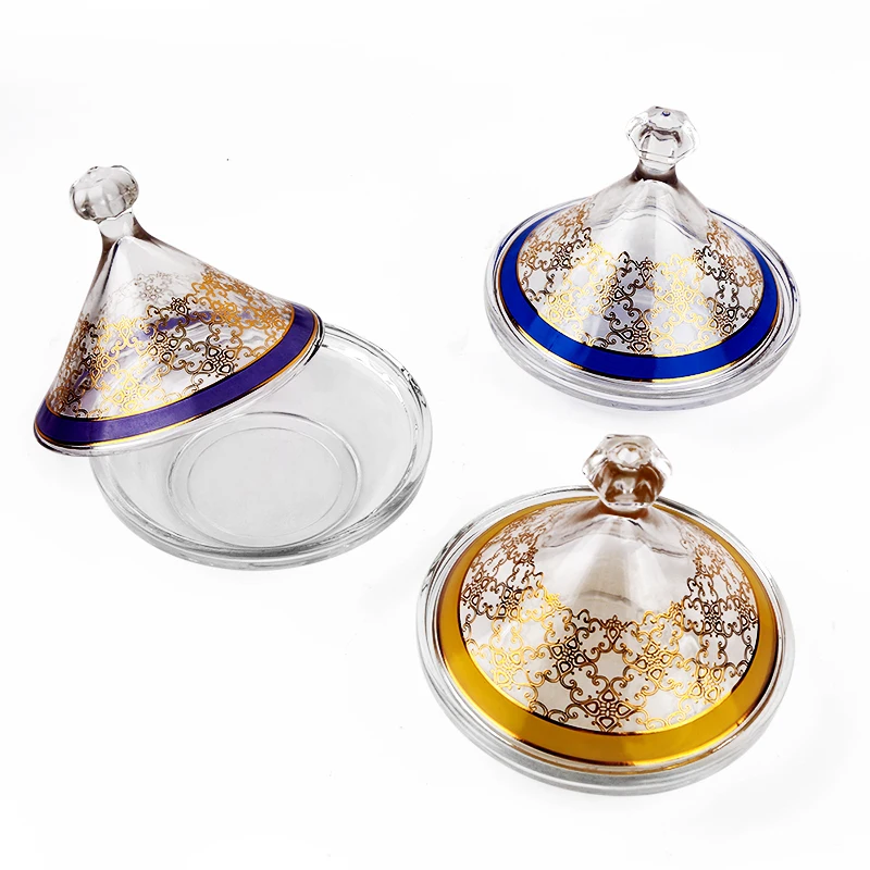 High quality colorful candy glass jar two sizes set with glass lid set