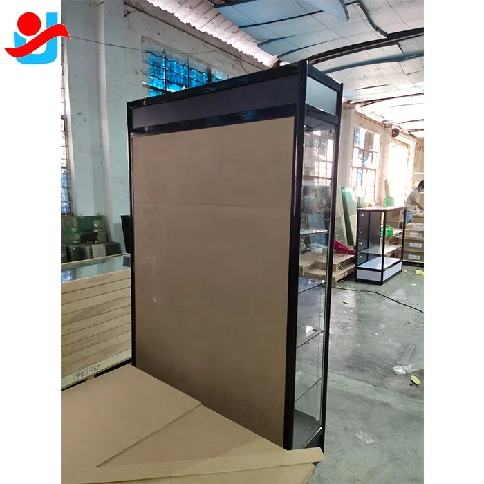 Glass Wall display Case With Slatwall Backing showcase