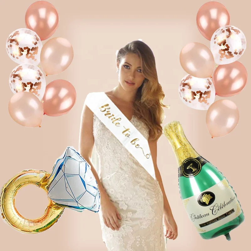 2021 Hotsale Bridal Shower Bachelorette Party Decor with Bride to be sash Veil Confetti balloon kit