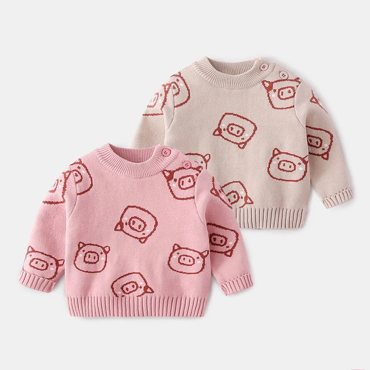 
Little Piggy Jacquard kids clothing Knitted Baby Sweater kids clothes winter 