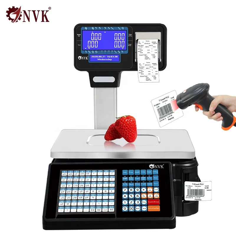 NVK 30kg Electronic scale label printer weighing scale label printing barcode printing weighing scale with barcode printer