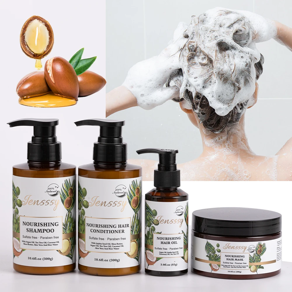 Shampoo wholesale sulfate free tea tree rice water shampoo and conditioner hair keratin argan oil hari growth oil private label