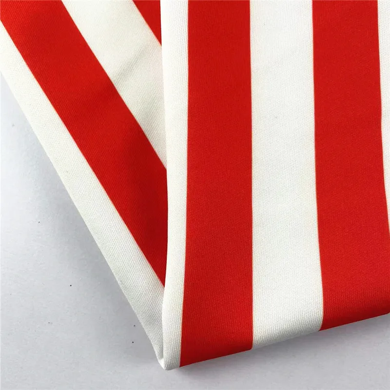 New Customized digital Red and White Fashionable Stripes Color Stretch household fabric 90%poly+10% spandex ASL31017 yoga fabric