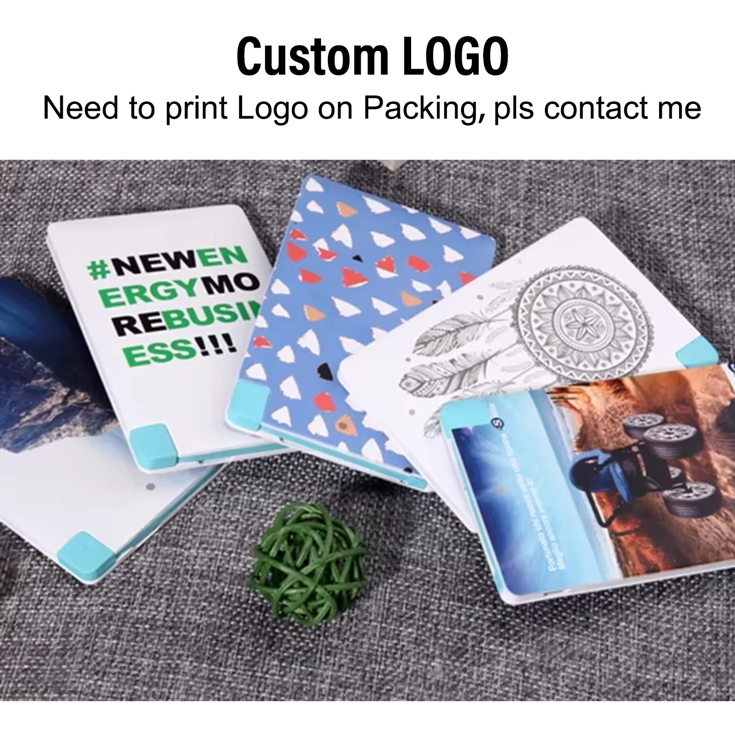 2500mAh Small Portable Phone Charger Built in Cable Lightweight Power Bank Fast Charging External Battery Pack Slim Backup