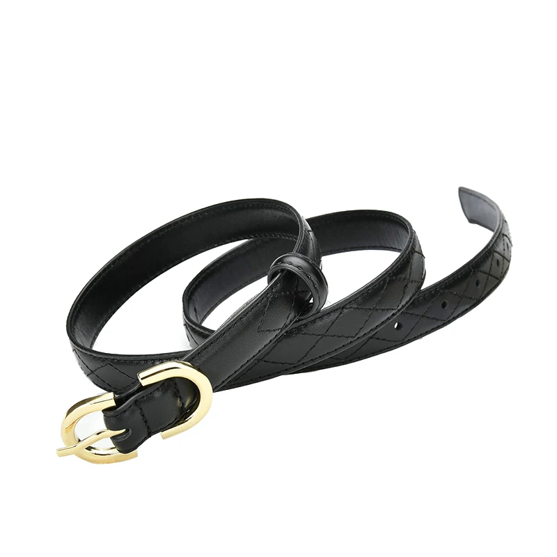 Оптовая продажа, высококачественный классический ремешок из натуральной воловьей кожи с двойной металлической пряжкой для женщин