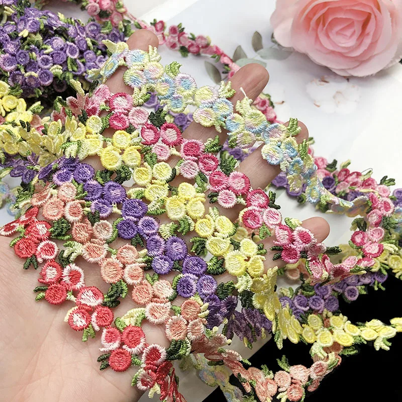 2cm Polyester Water Soluble Flower Lace Trim  lace ribbon 3D flower embroidery  dress fabric water soluble upholstery trim