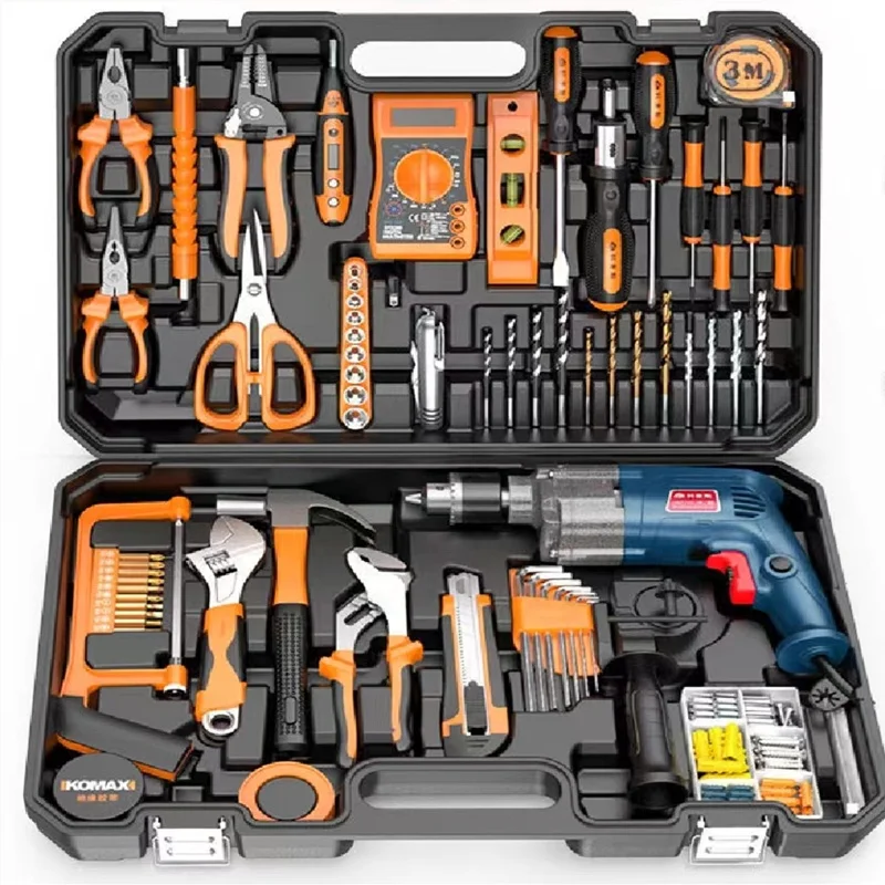 Household electric drill electric hand tool set hardware electrician maintenance multi-functional toolbox set carpentry