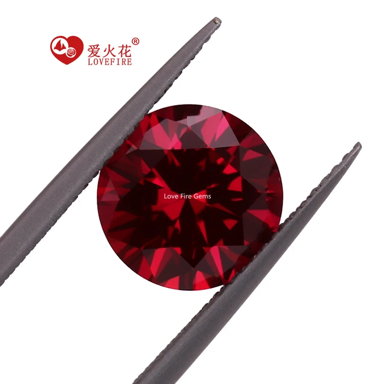 small MOQ wholesale price 3-10mm 8# red corundum faceted round gemstone loose synthetic ruby