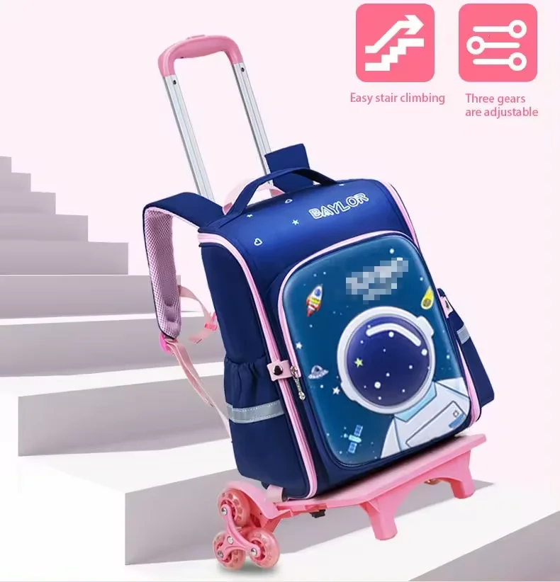 Support OEM ODM Wholesale Kindergarten Student Trolley Schoolbag Kids Large Capacity Noctilucent Shoulder Bag Children Backpack