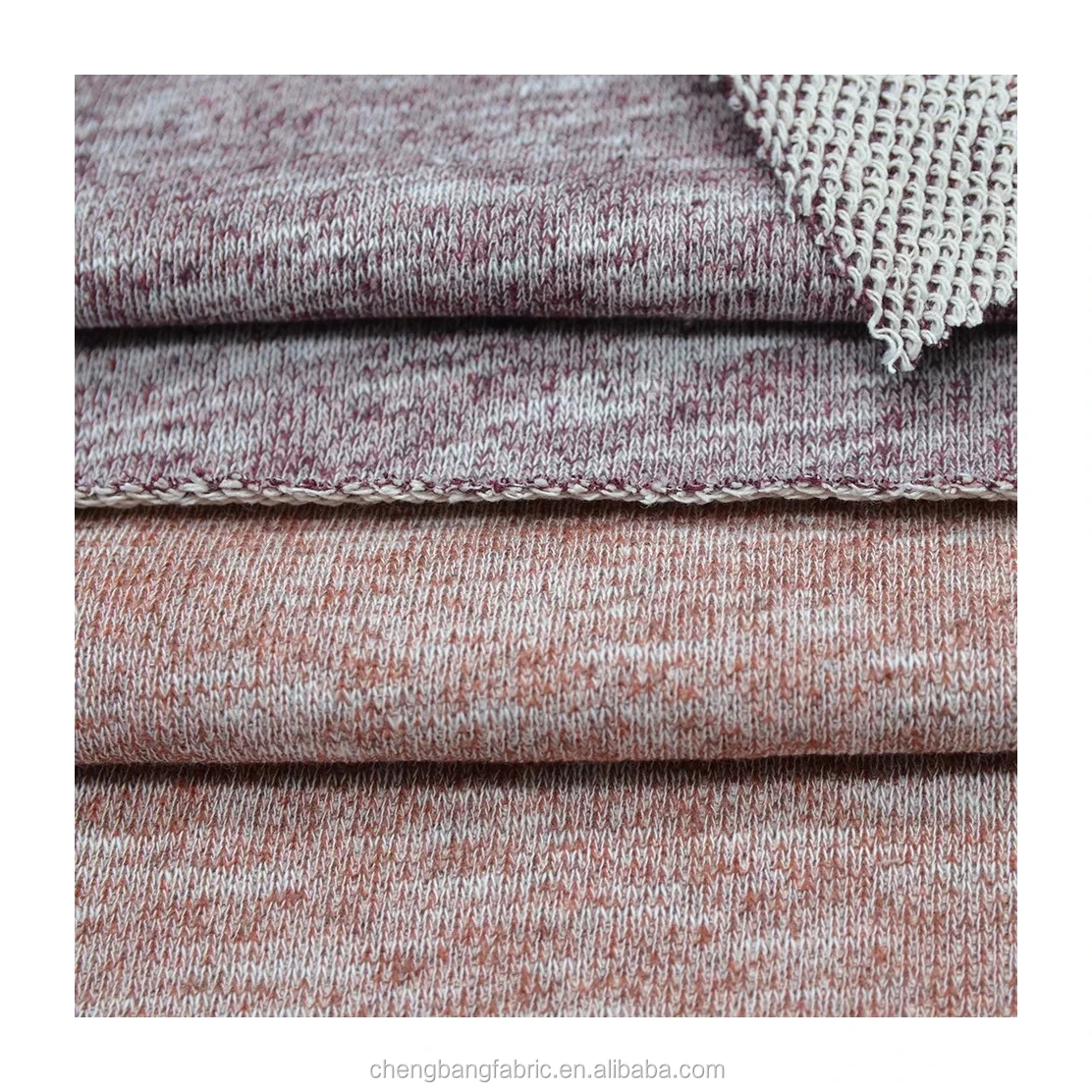Chengbang manufacture melange cotton spandex yarn dyed blend loop french terry fabric for sweatshirt