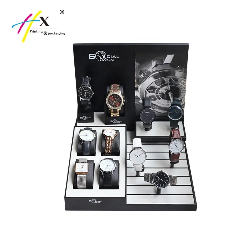 Counter Top Oem Exhibition Window Watch Display Stand Set Customized Watch Display Counter Rack Smart Watch Display Stand