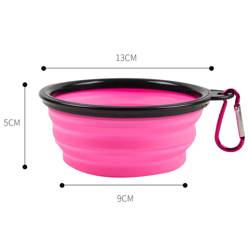 Expandable Dish Portable Cup With Carabiner Collapsible Food Water Feeding Dog Bowls Pet For Travel
