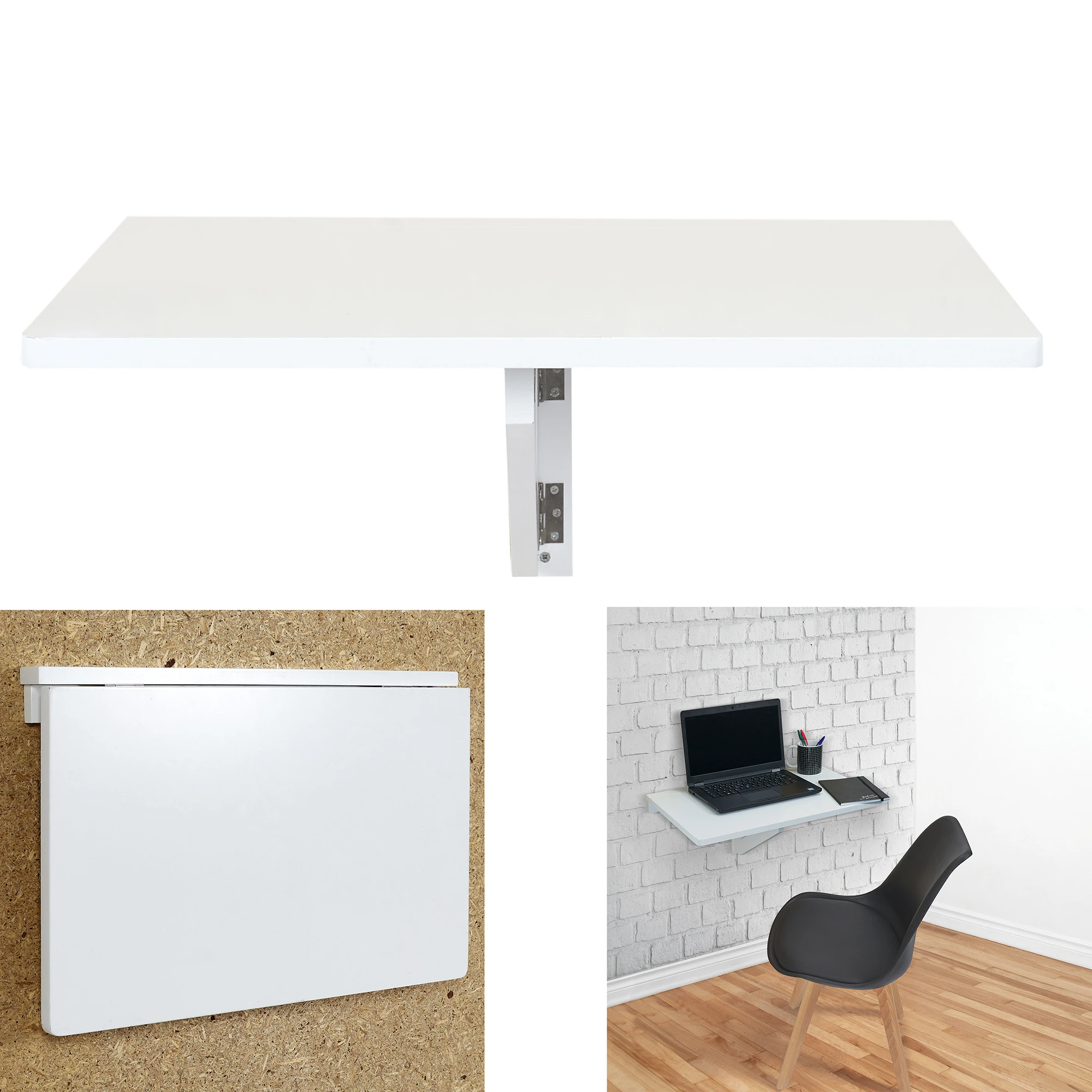 White Living Room Space Saving Furniture Folding Office Floating Study Computer Convertible Desk Wall Mounted Table