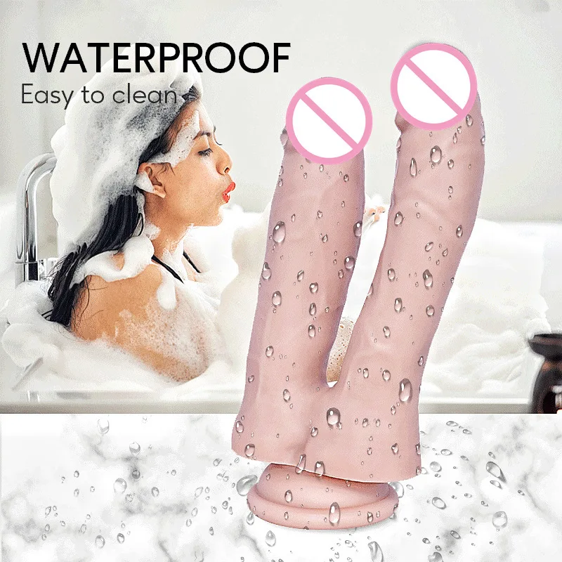Real Skin Dildo Double Sex Gay Toy Headed Dildo Big Rubber Vagina With High Quality