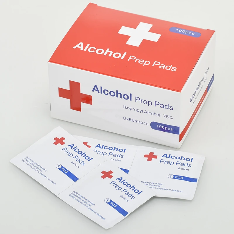 Antiseptic Latex Free Disposable Isopropyl Cotton Swabs Individually-Wrapped Sterile Medical-Grade Alcohol Prep Pads