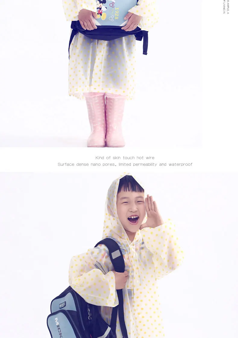 portable customized various patterns cute Children raincoat for hiking