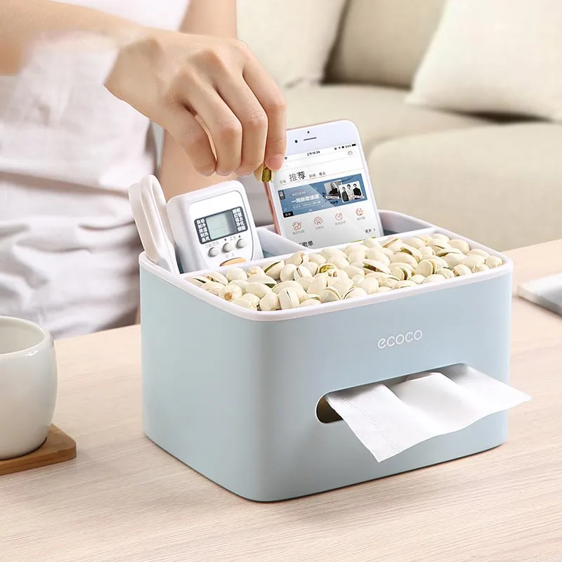 DS2890 Tissue Paper Storage Box, Organizer Case for Napkins and Paper Towels, Cover Holder with Remote Control Storage Box