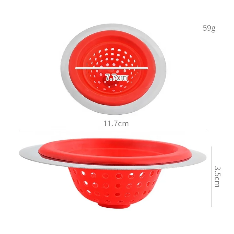 Kitchen Silicone Sink Stopper Silicone  Sink  Strainer for Kitchen Sink with Stainless Steel