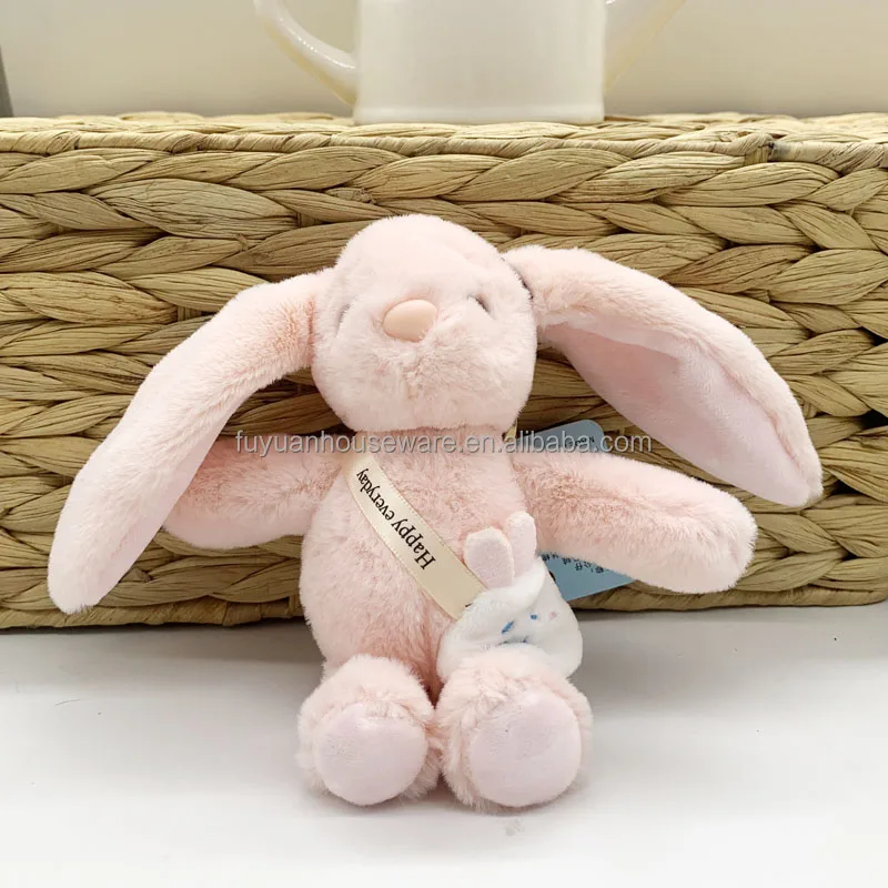 15cm Long eared Happy Rabbit with backpack,Perfume Stuffed Toys,Super soft plush toy for girl gifts with keyring phone holder
