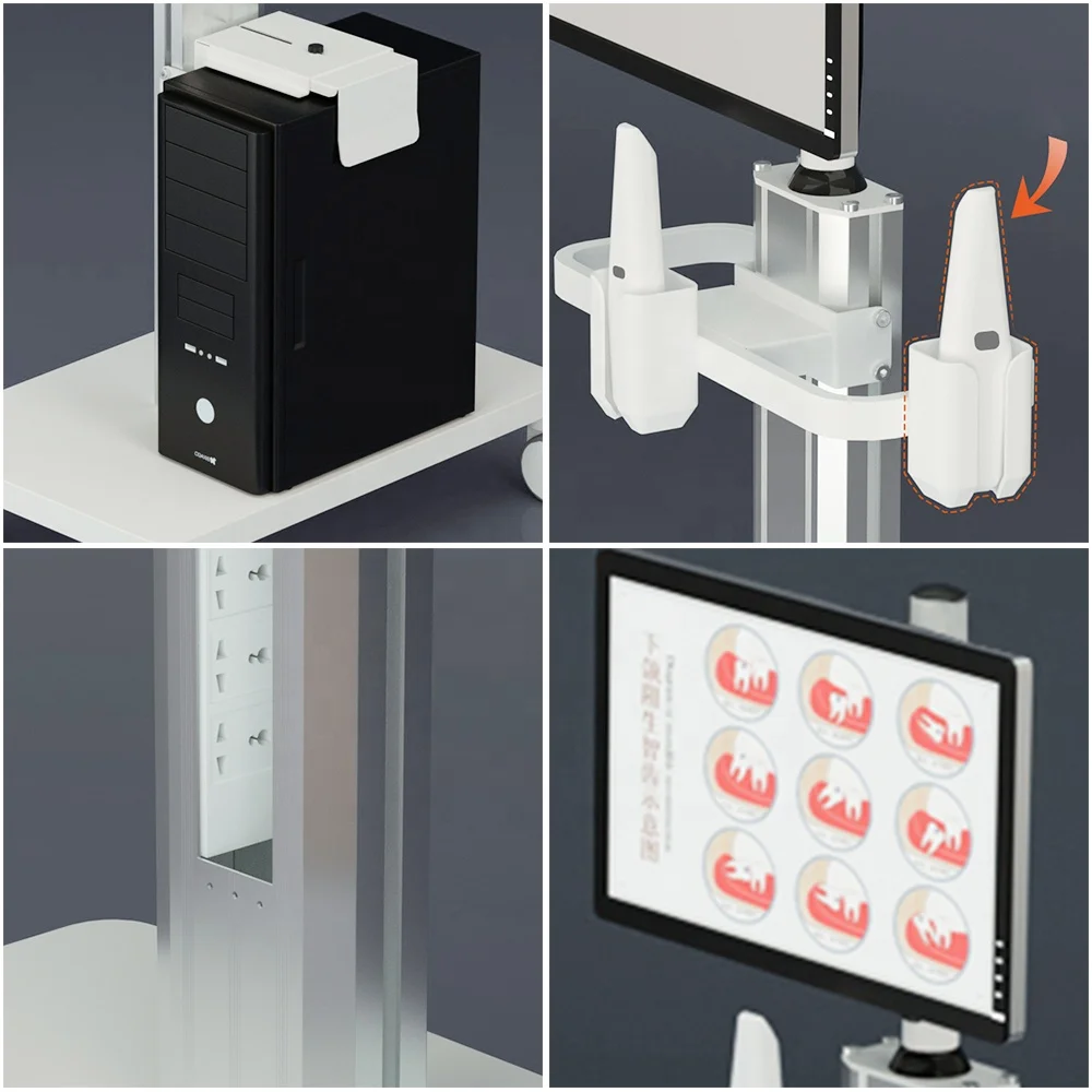 Medical Mobile Trolley for  Hospital School Office Dental Clinic With Monitor Mount Nurse Rounds Cart OC-2