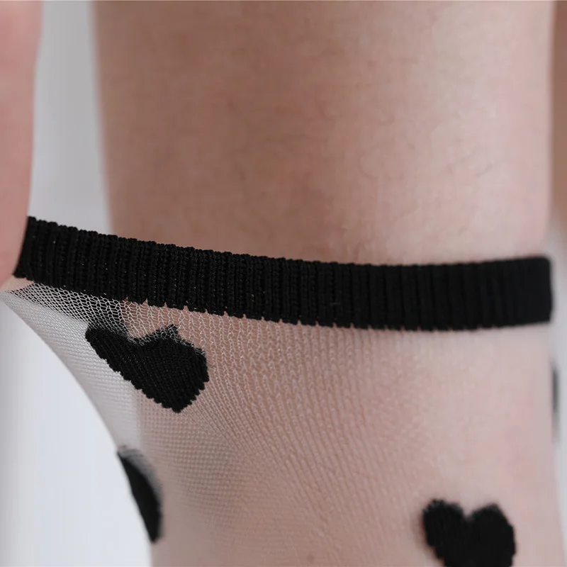 Hot sale sexy summer new polkadot lace transparent crystal woman sheer socks