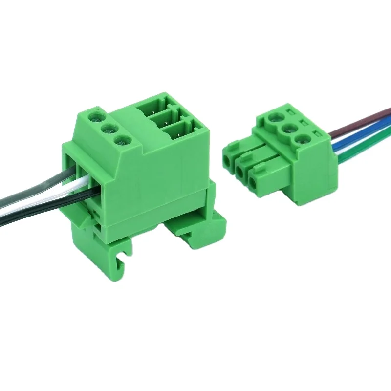 3.81mm pitch 3 ways small din rail mounted pluggable terminal block