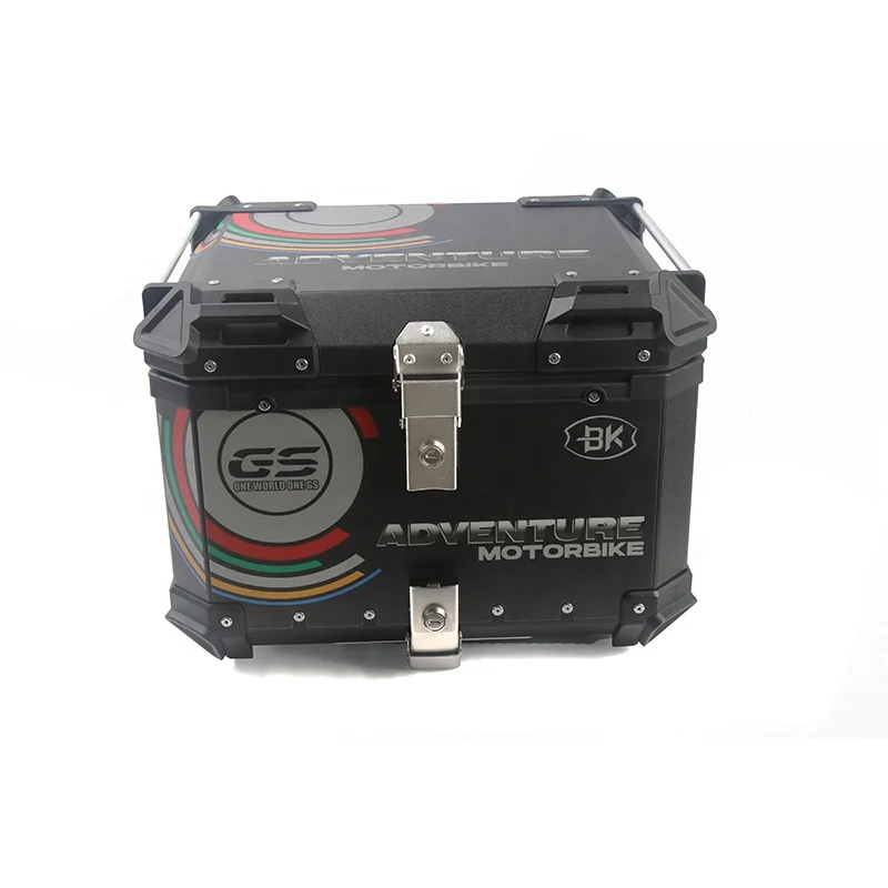 55L Motor Tail Box Aluminum Alloy Plate E-bike Motorcycle GS ADVENTURE Printing White Sticker Top Box Helmet Case Tail Box